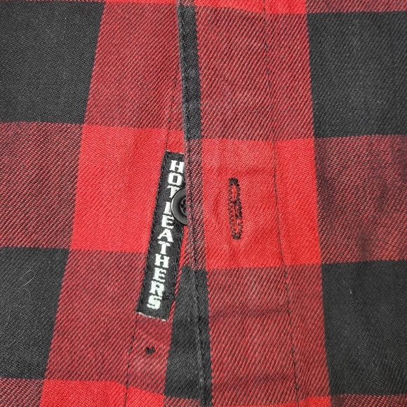 Hot‎ Leathers Men's Flannel Shirt Size Medium Red Black Buffalo Check - Picture 7 of 10